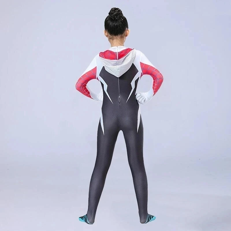 Spider Gwen Spider Man Cosplay Kostüm Bodys für Kinder Kinder Urlaub Overall Miss Halloween Cosplay Kostüm