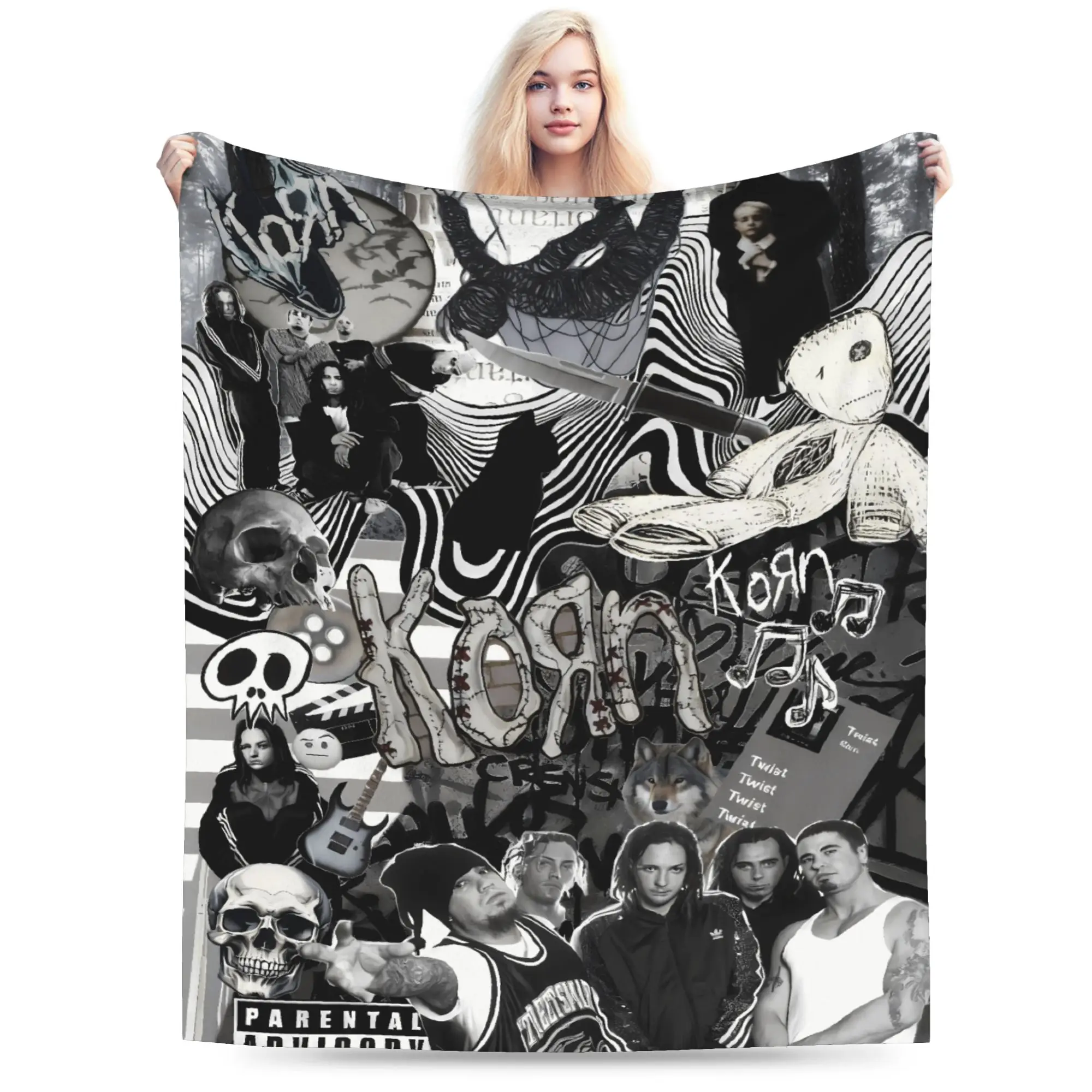 Korn Music Concert Rock Flannel printed blanket suitable for all seasons suitable for living room office sofa and travel - view 4