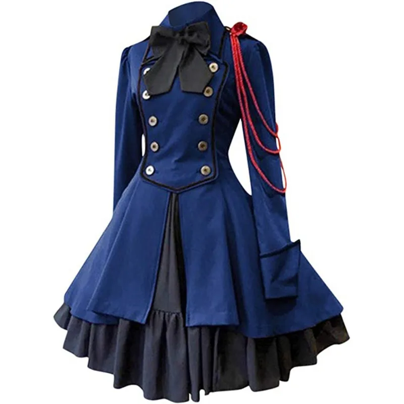 

Medieval Renaissance Vintage Gothic Dress Bowknot Long Sleeve Ruffle Steampunk Festival Women's Cosplay Costume