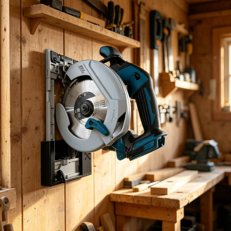1pc-Wall-Mounted Storage Rack for DHS680 Circular Saw/Handheld Chainsaw, Featuring Three 5.5mm Mounting Holes for Tool Storage.