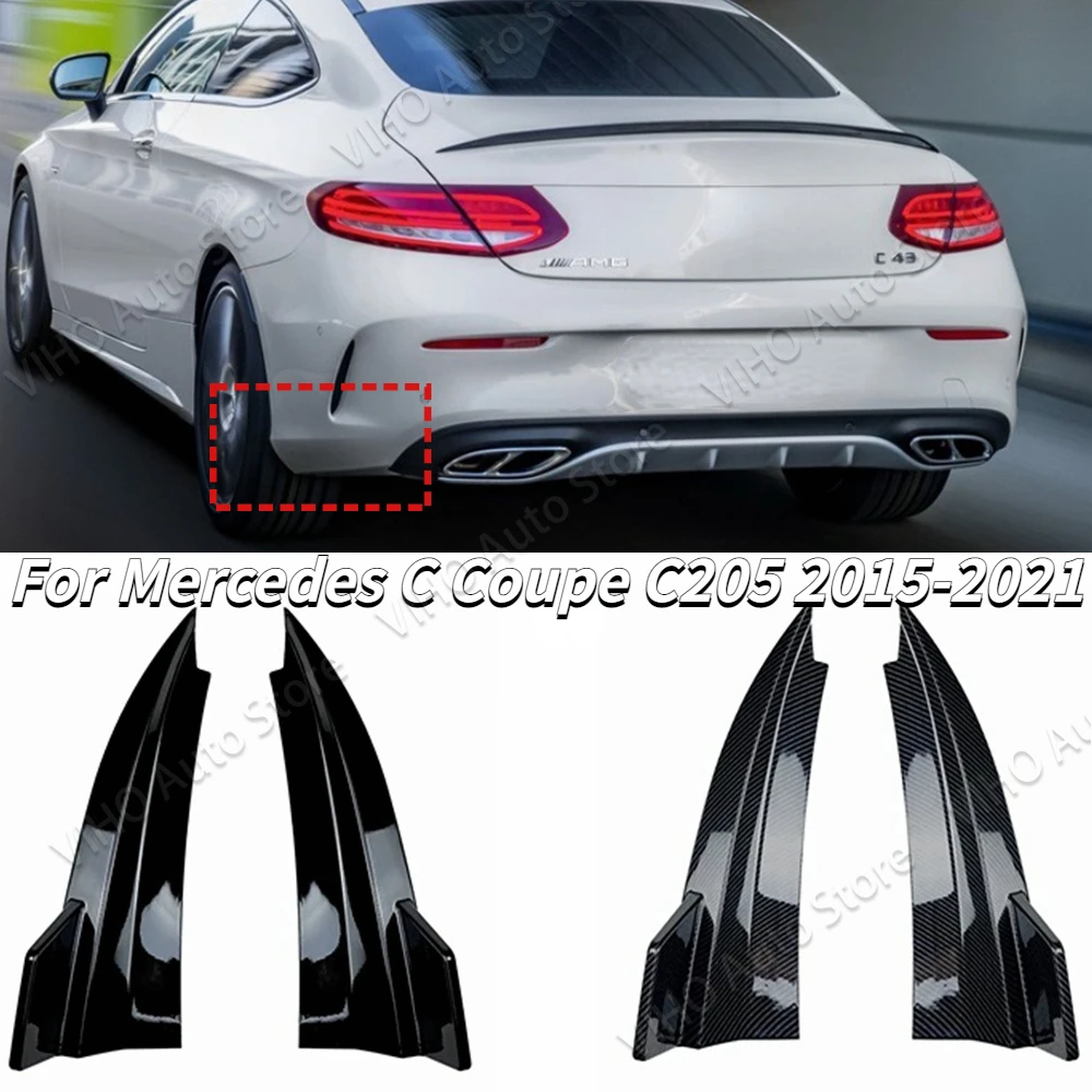 Car Rear Bumper Lip Splitter Spoiler Corner Canard For Mercedes Benz C Coupe C205 C200 C260 C300 C43 C63 AMG 2015-2021