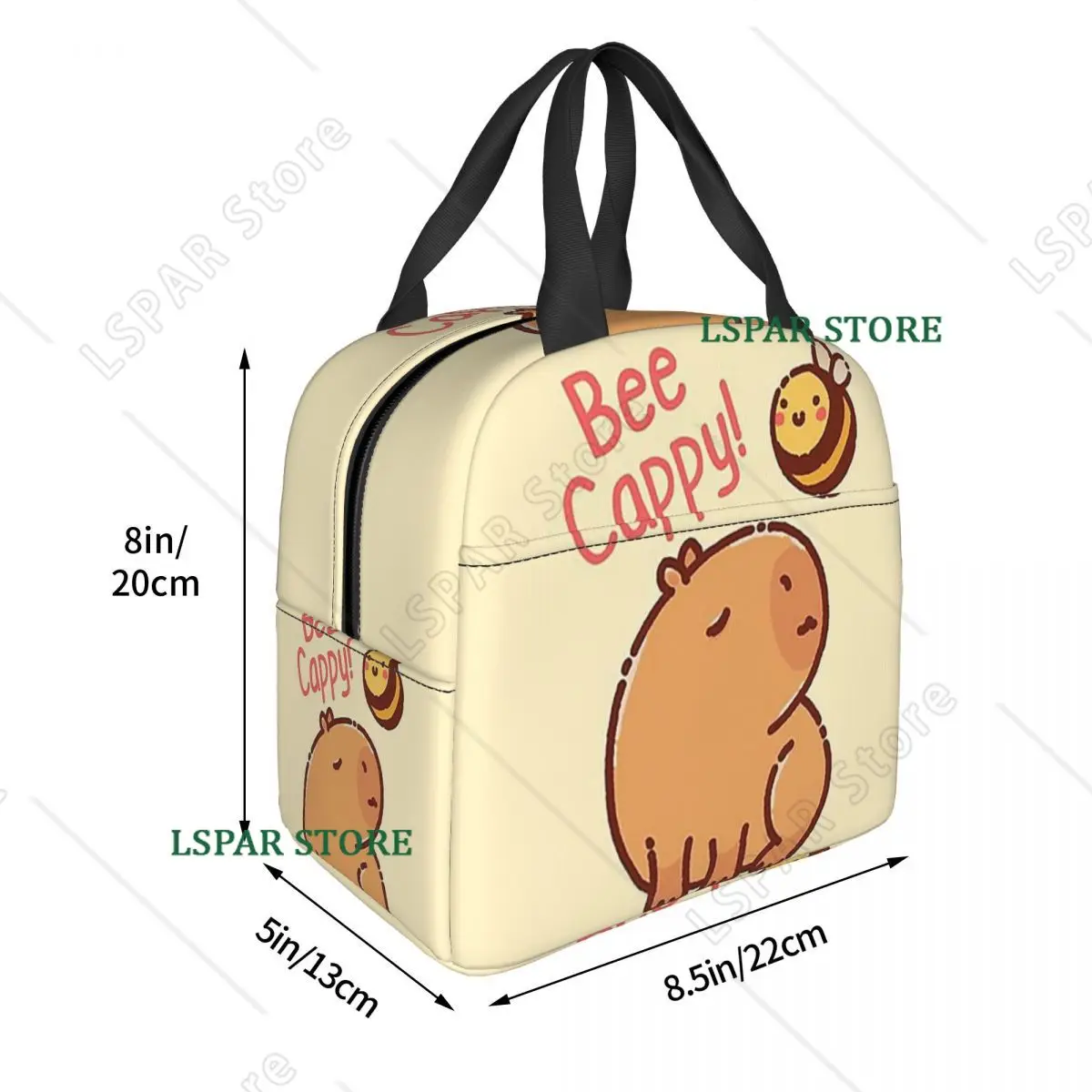 Bee and Capybara Insulated Lunch Bag for Women Children Leakproof Food Boxes Thermal Lunch Box Tote