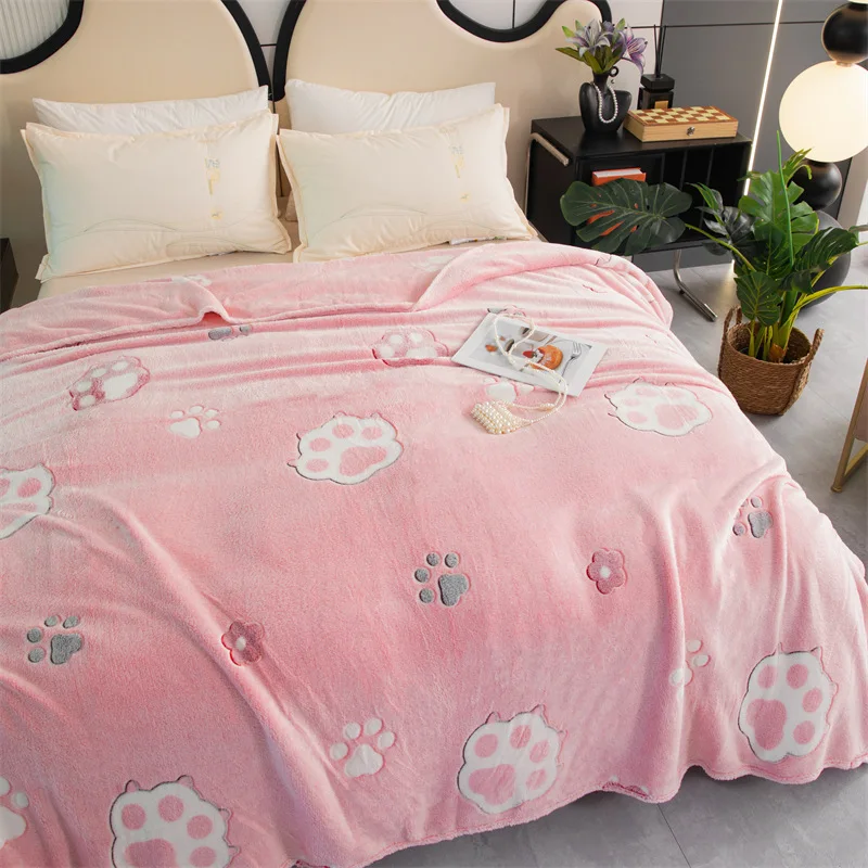 Cartoon Skin-Friendly Snowflake Velvet Blanket Jacquard Flannel Sofa Cover for Spring Autumn Gift Blanket for Friends Relatives