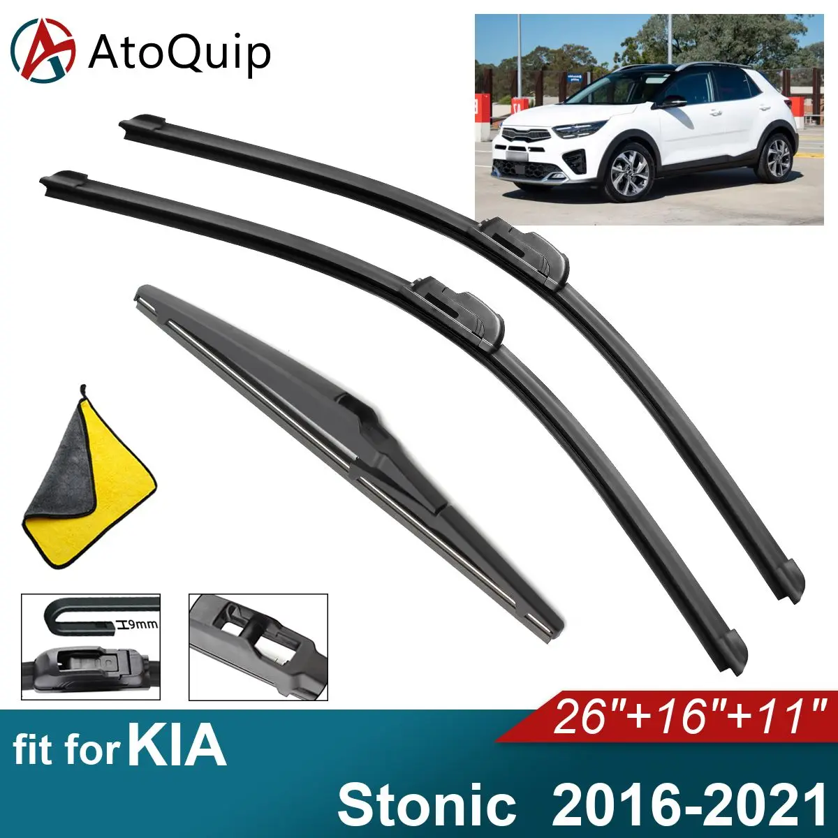 Car Windshield Wiper Blades Fit For KIA Stonic Rear Wiper Blades Soft Rubber Auto Front Windscreen