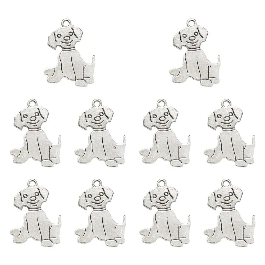 

10 Pcs Dog Pendant Charm Ancient Silver Jewelry Making Necklace Bracelet Earrings Charm Pendant Set Supplies