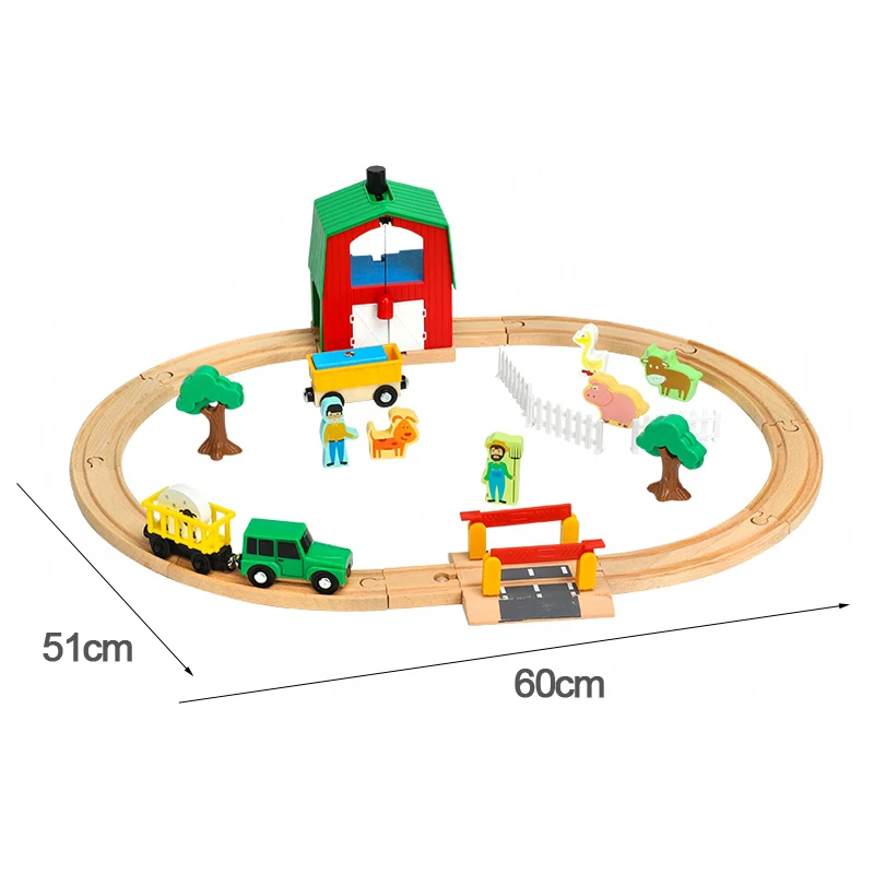 Nuovo stile GiftTrack Set Giocattoli Treno Trasporto agricolo Bambini Auto per bambini 1:64 Combinazione di legno compatibile con binari del treno Pd08