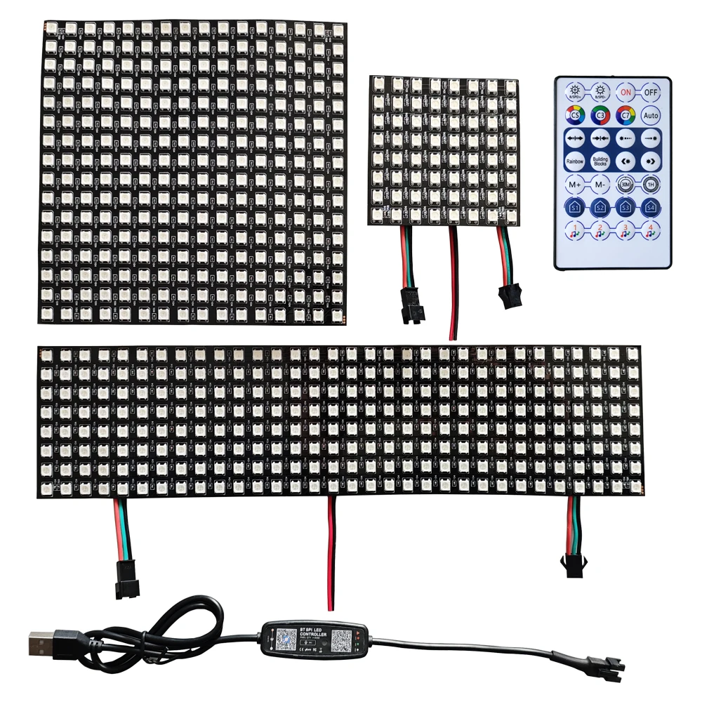 WS2812B Led Panel Screen Individually Addressable Pixels Matrix Module With 28Keys Remote Controller Bluetooth Music Light Kit