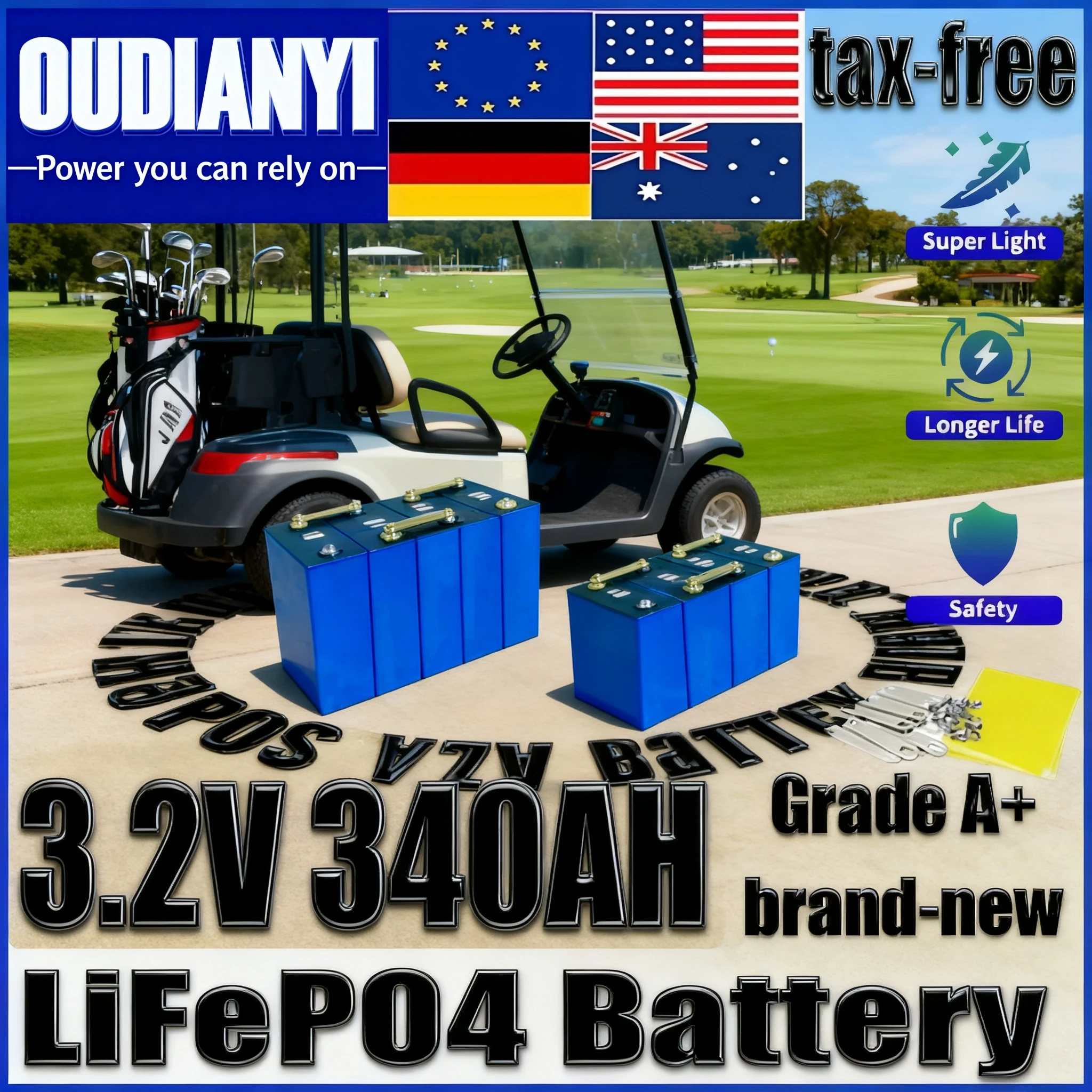 

Новый аккумулятор Lifepo4 класса A 3,2 В 320 Ач — 10000 циклов без налогов, аккумуляторная батарея DIY 12 В 24 В 48 В для гольфа Solar RV EV Sh