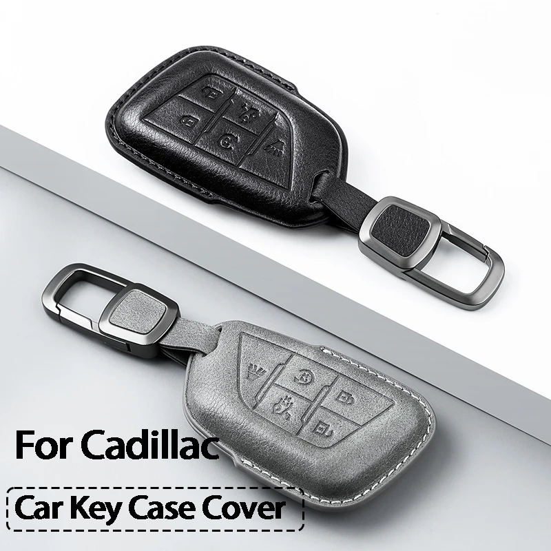 

Car Key Case Cover For Cadillac CT4 CT5 ATS CT6 CTS DTS XT5 XT6 Leather Car Smart Romote Key Fob Cover Accessories Protection