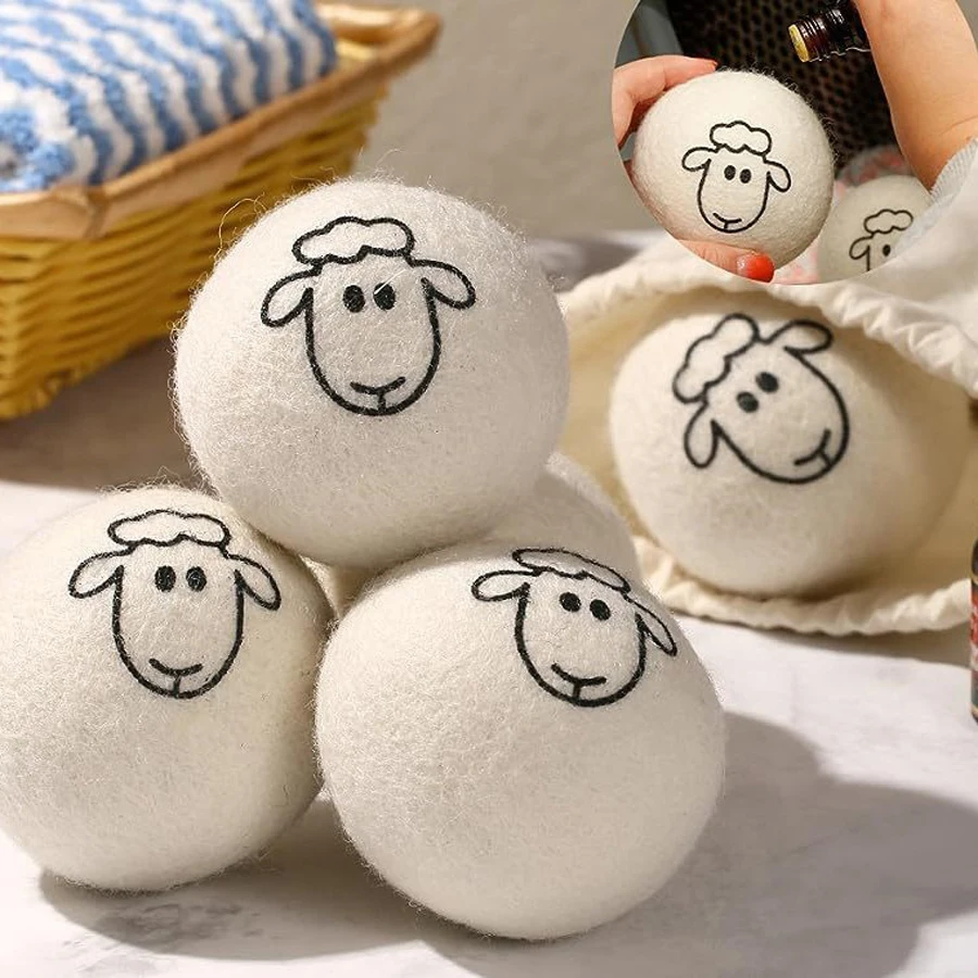 3pcs Convenient Wool Dry Balls - Natural fabric softener, reusable, reduces wrinkles and saves drying time.