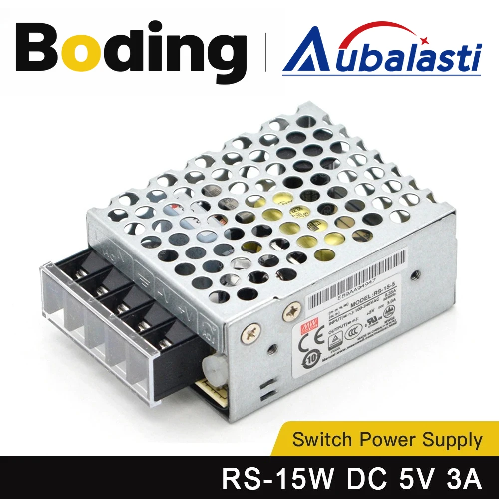 

Блок питания Aubalasti MeanWell 15W с одним выходом RS-15-5 5В 3А, оригинальный, для лазерных гравировальных станков Co2