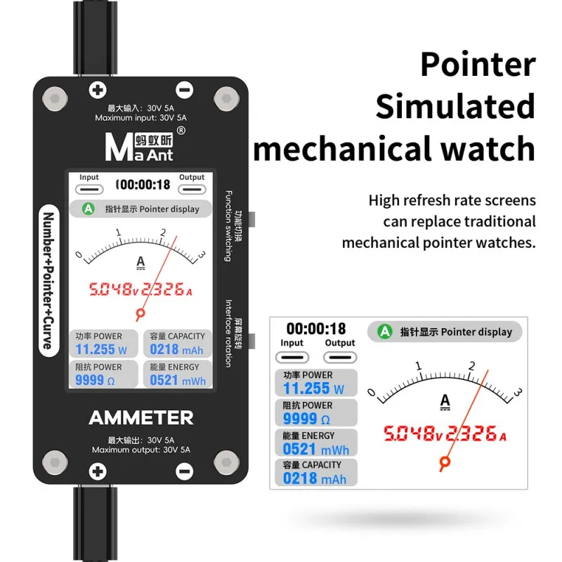 MaAnt DL-02 Ammeter 30V 5A Large Display With Digital Pointer Waveform For Rapid Measurement Of Circuit Board Fault PCB Tester
