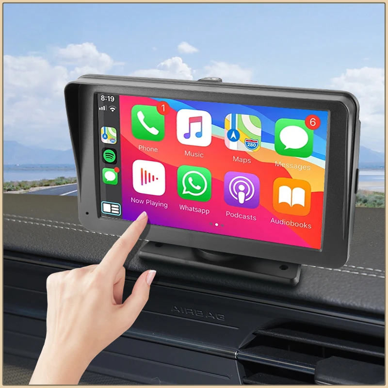 Vehicle Monitor AHD 7 Inch Wireless Full HD Touch Screen Car Monitor Apple Carplay Android Auto Auto Multimedia Video Player