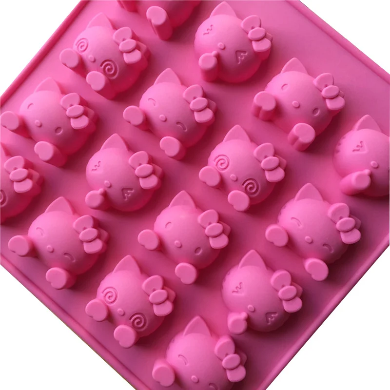 16pcs Sanrio Hello Kitty Silicon Mold Fondant Molds Baking Accessories Cake Chocolate Ice Cube Pudding Cubes Moulds Pastry Tools