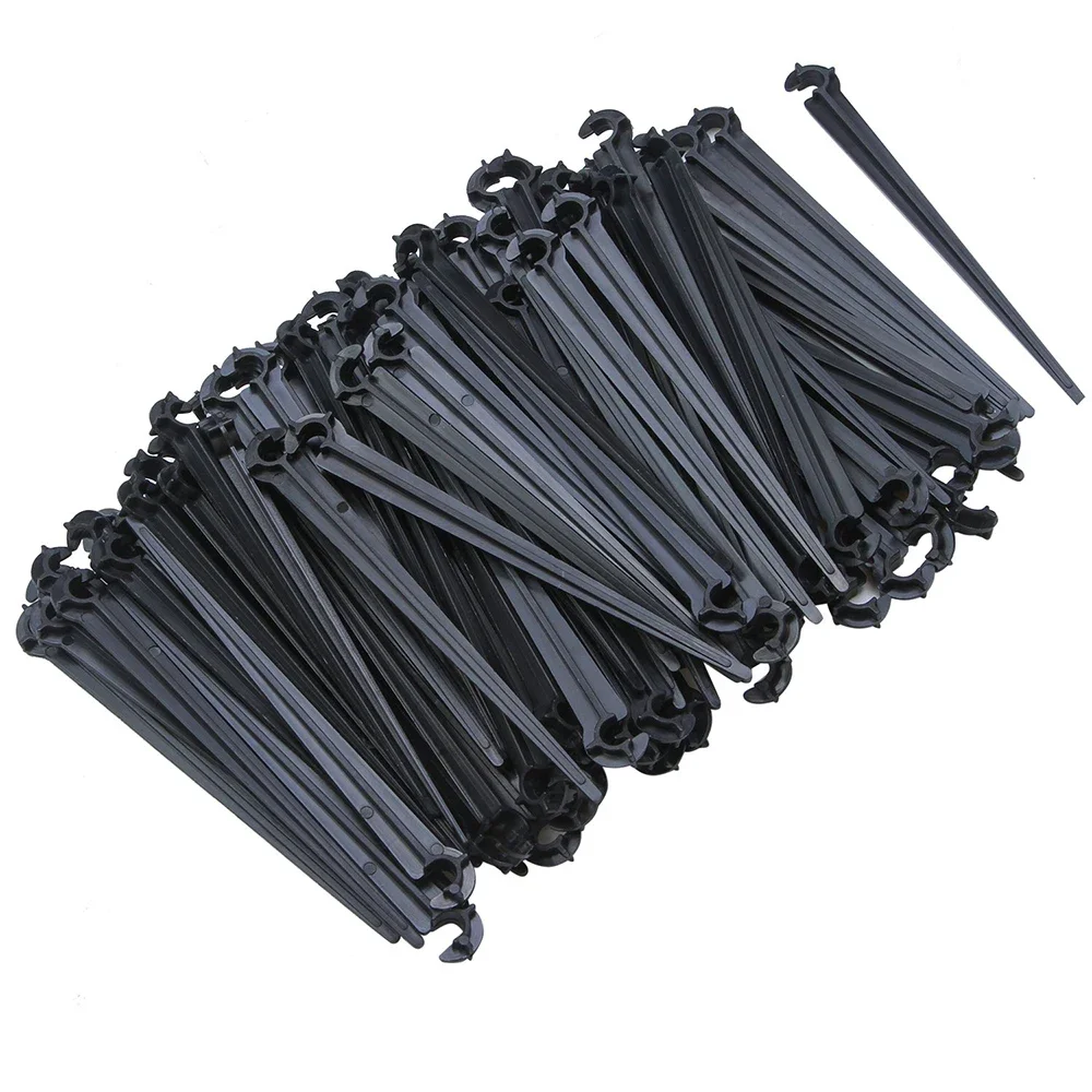 50Pcs Irrigation Drip Support Stakes C- Shape Fixed Stems Holder Bracket for 4/7mm Drip Irrigation Pipe Inserting Ground