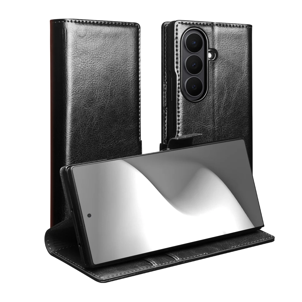 Genuine Leather Case for Samsung Galaxy Z Fold 8 Ultra 5G Premium Cowhide Luxury Business Flip Cover with Card Slots for Fold 8