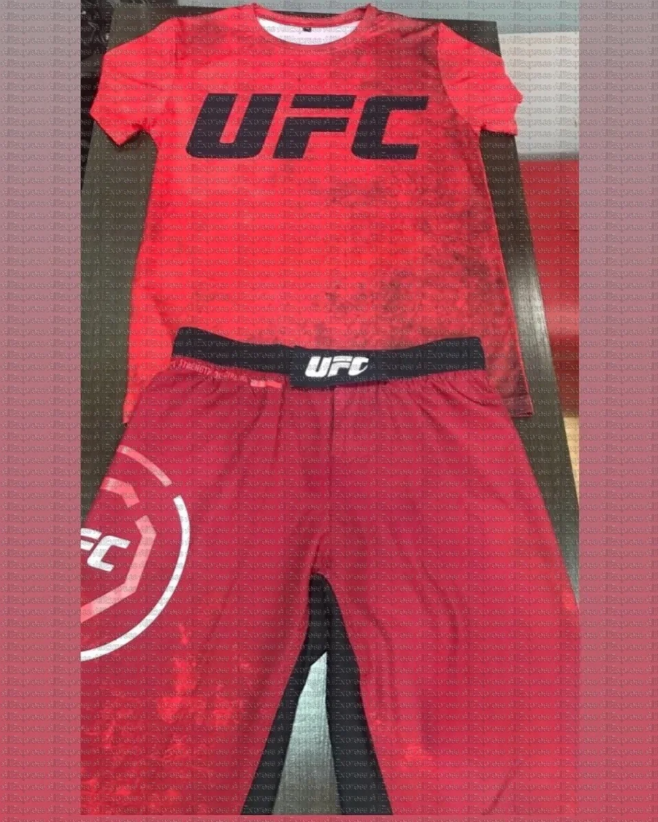

UFC Men's Training Sports Set Breathable Speed Dry Short Sleeve Fitness Clothing with High Elasticity for Fighting Sanda