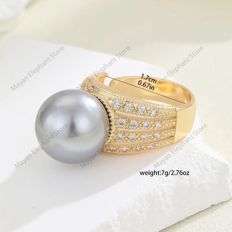 European and American style advanced sense of simple micro pearl ring female persona lity design creative