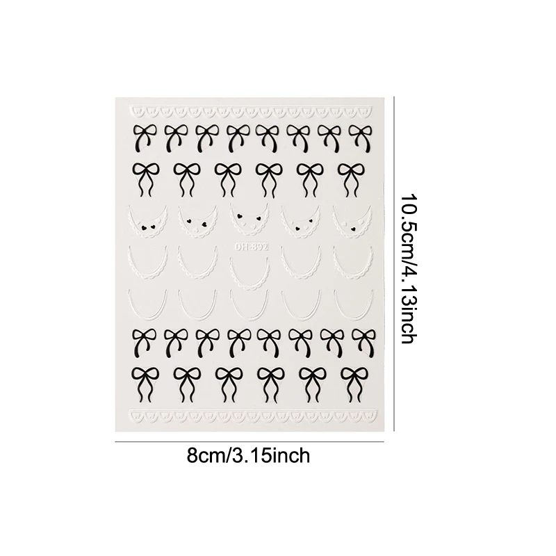 1 ورقة مسمار ملصق الفرنسية Bowknot شريط حرير مسمار الفن ملصق الدانتيل خط أنيق لينة ذاتية اللصق الديكور مانيكير صائق