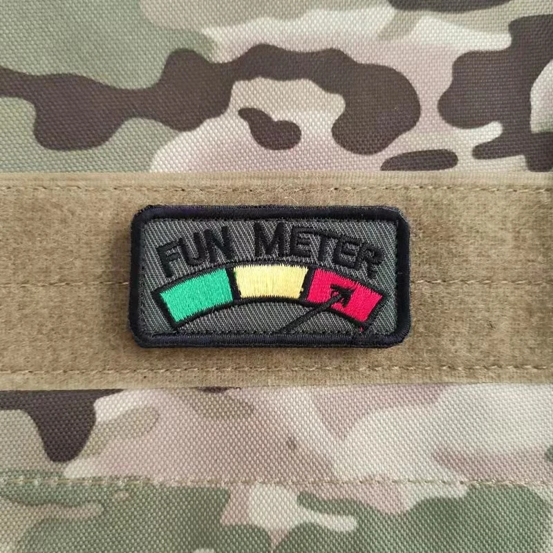 Fuel Gauge Embroidery Patches Creative Fun Meter Tactical  Badges Rectangular Pattern DIY Backpack Sticker For Clothing