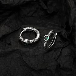 Unisex S925 Sterling Silver Vintage Thai Earrings with Green Zircon - Unique Jewelry Gift Accessory