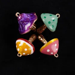 8 pieces Colorful DIY Mushroom Epoxy Charms Pendant Metal Stainless Steel Jewelry Making Accessories
