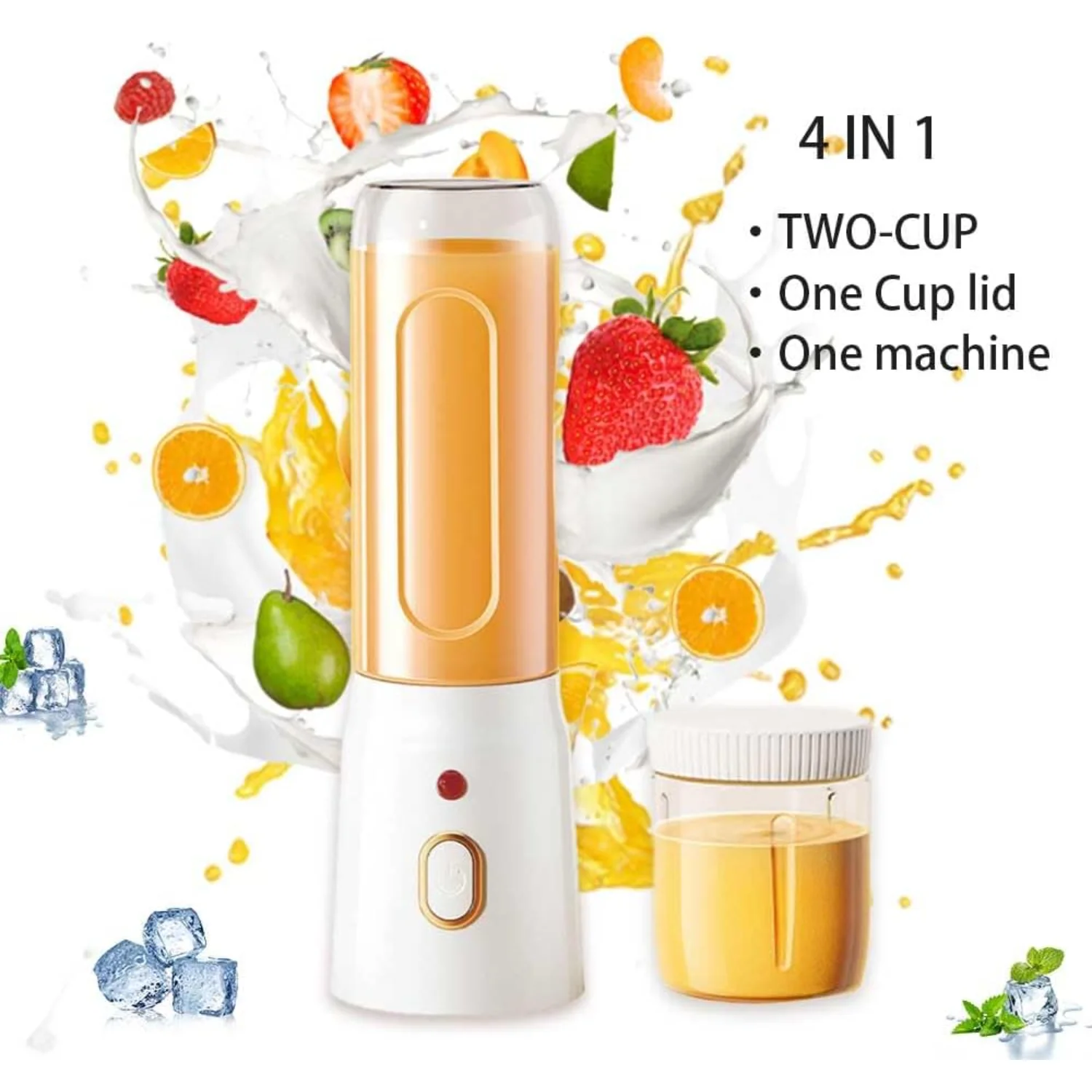 15 Oz Portable Blender Optional Double Cup(Big+Small),USB Rechargeable with 10-Blades, Blender for Shakes and Smoothies, Complem