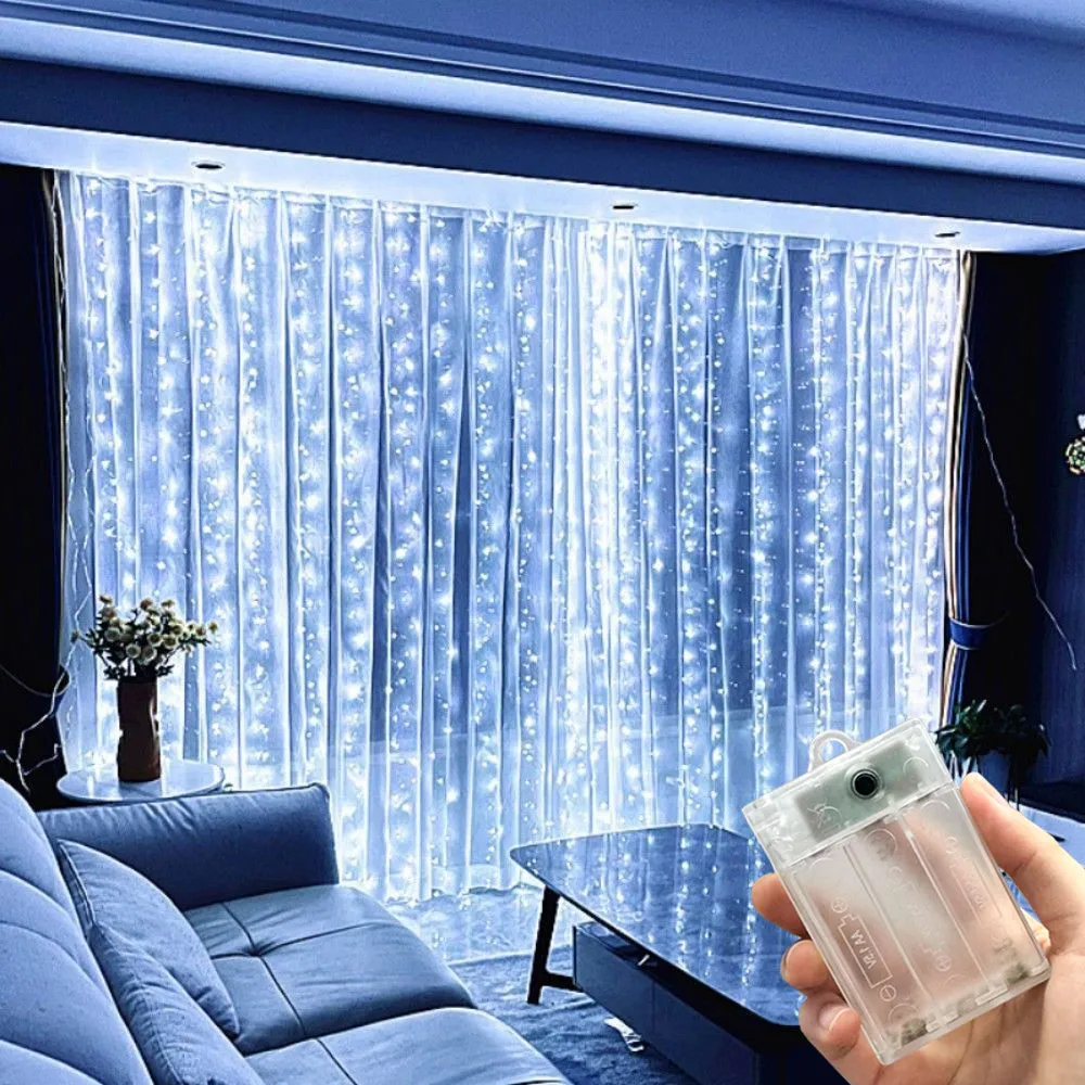 

3/6M Battery Power Home Decoration Outdoor LED Curtain Light String Fairy Ramadan Bedroom Decoration 2026 Eid Mubarak Decoration