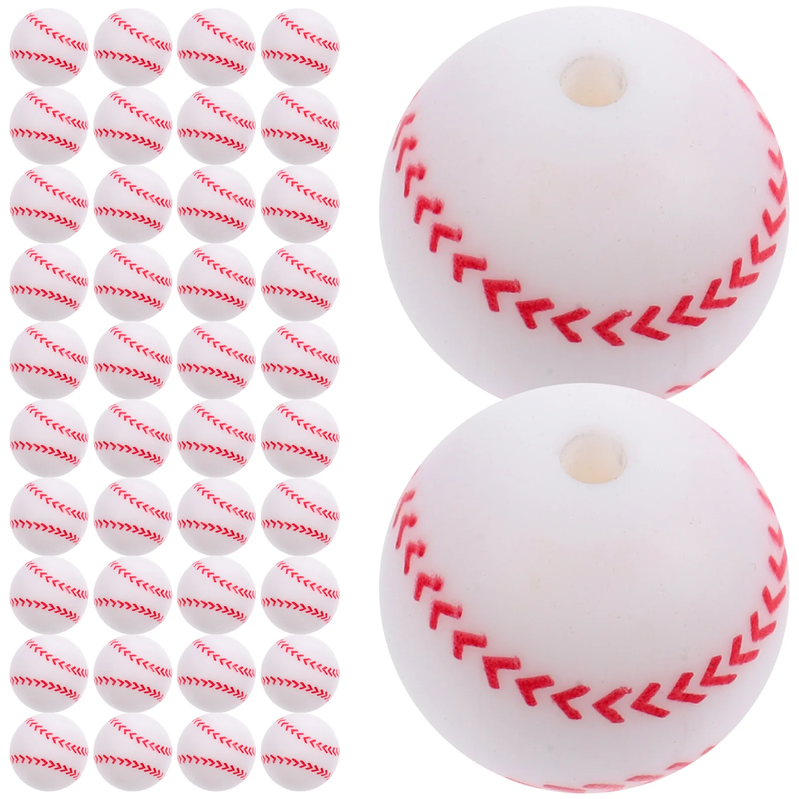 

50pcs Sports Ball Beads Jewelry Accessories DIY Charms Bracelets Necklaces Keychains Durable Silica Gel Spacer Beads for Crafts