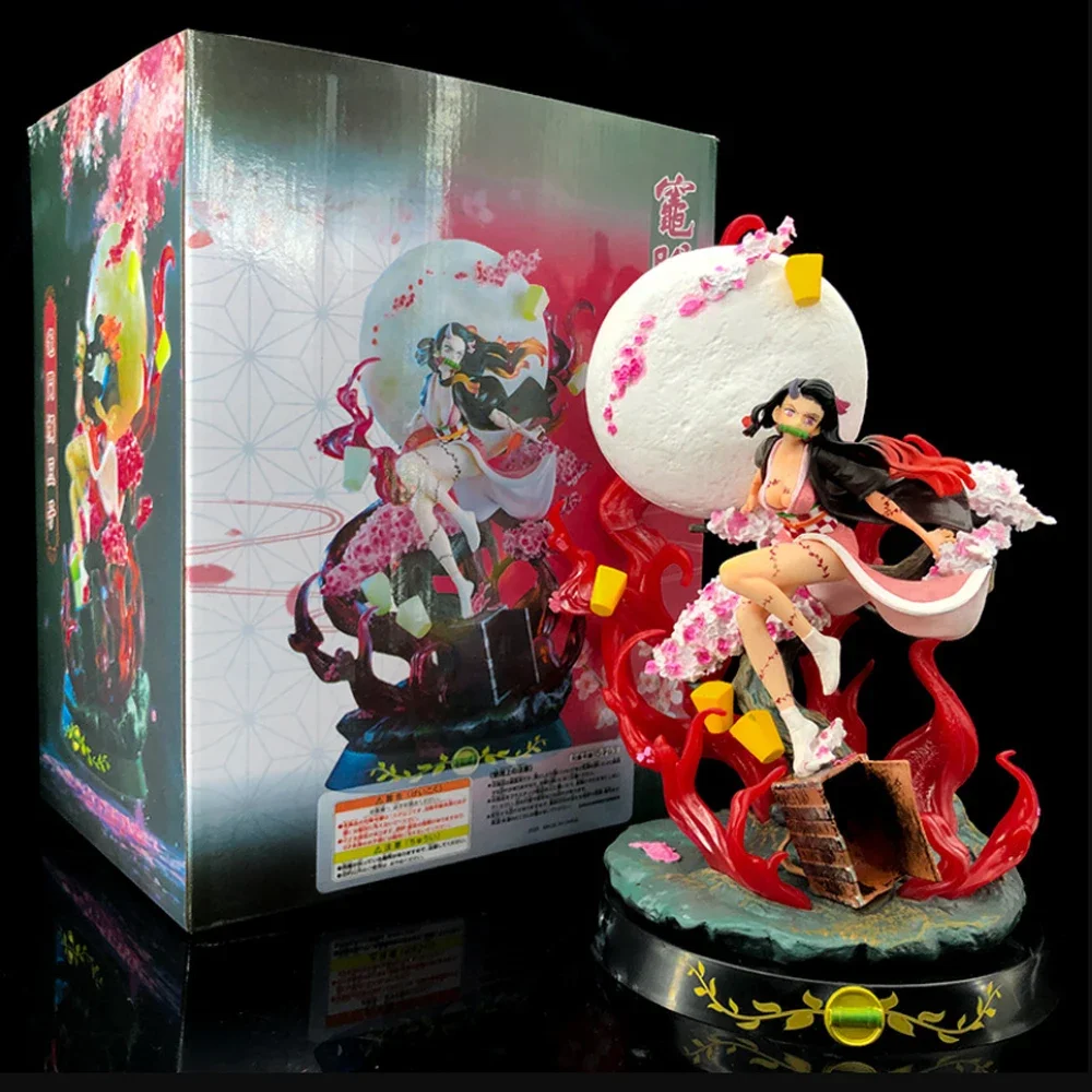 New 30cm Gk Demon Slayer Anime Figure Kamado Nezuko With Light Action Figurine Collectible Model Statue Gift Toys For Children