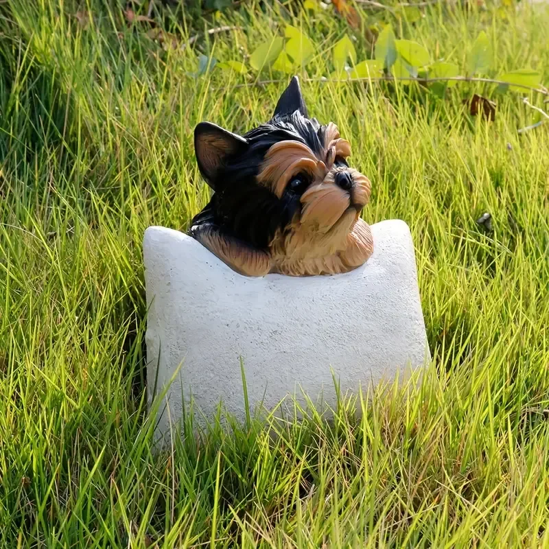 Custom Hand-Painted Polyresin Dog Figurine Cute 3D Realistic Pet Statue with Pillow Base for Home Decor & Garden DecorPet names