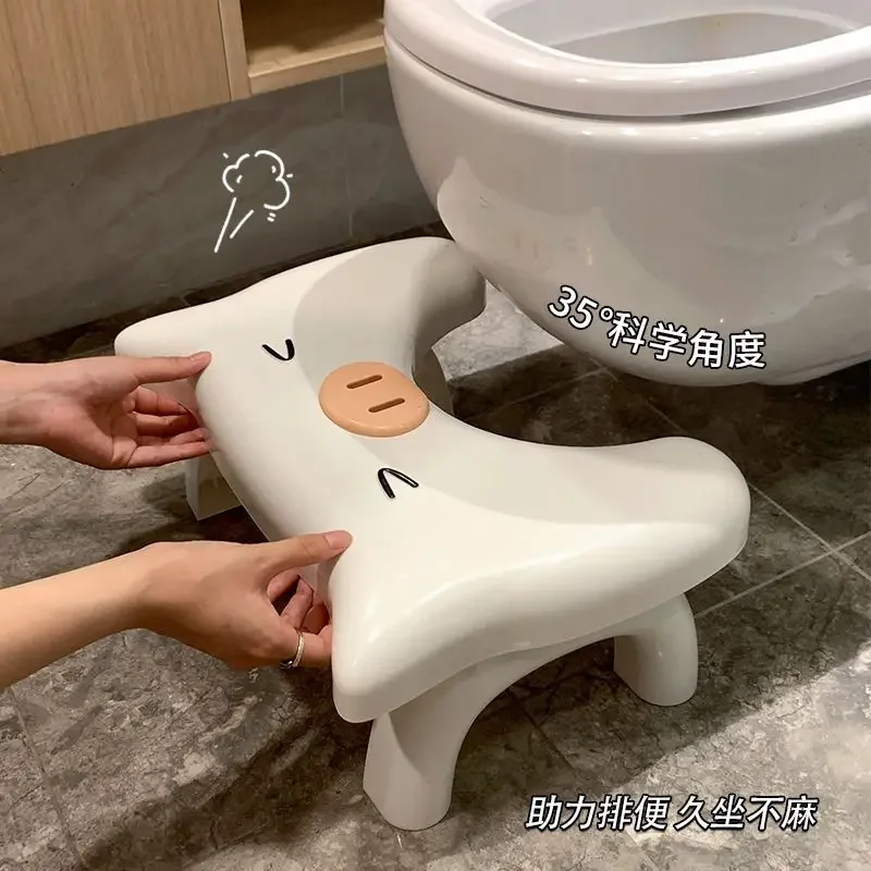 

QWEEK Kawaii Toilet Squat Stool Removable Portable Non-slip Toilet Seat Shower Stool Squat Stool Home Bathroom Accessories Adult