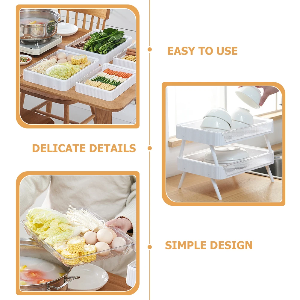 

Hot Pot Vegetable Plate Large Foldable Kitchen Rack White Plastic Draining Tray Food Storage Dishwasher Safe Reusable Fruit