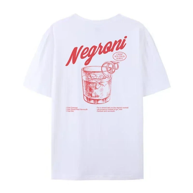 Vintage Clothing Negroni Women Print Retro Style T-Shirts Cocktail Drinking T Shirt Streetwear Graphic Tees