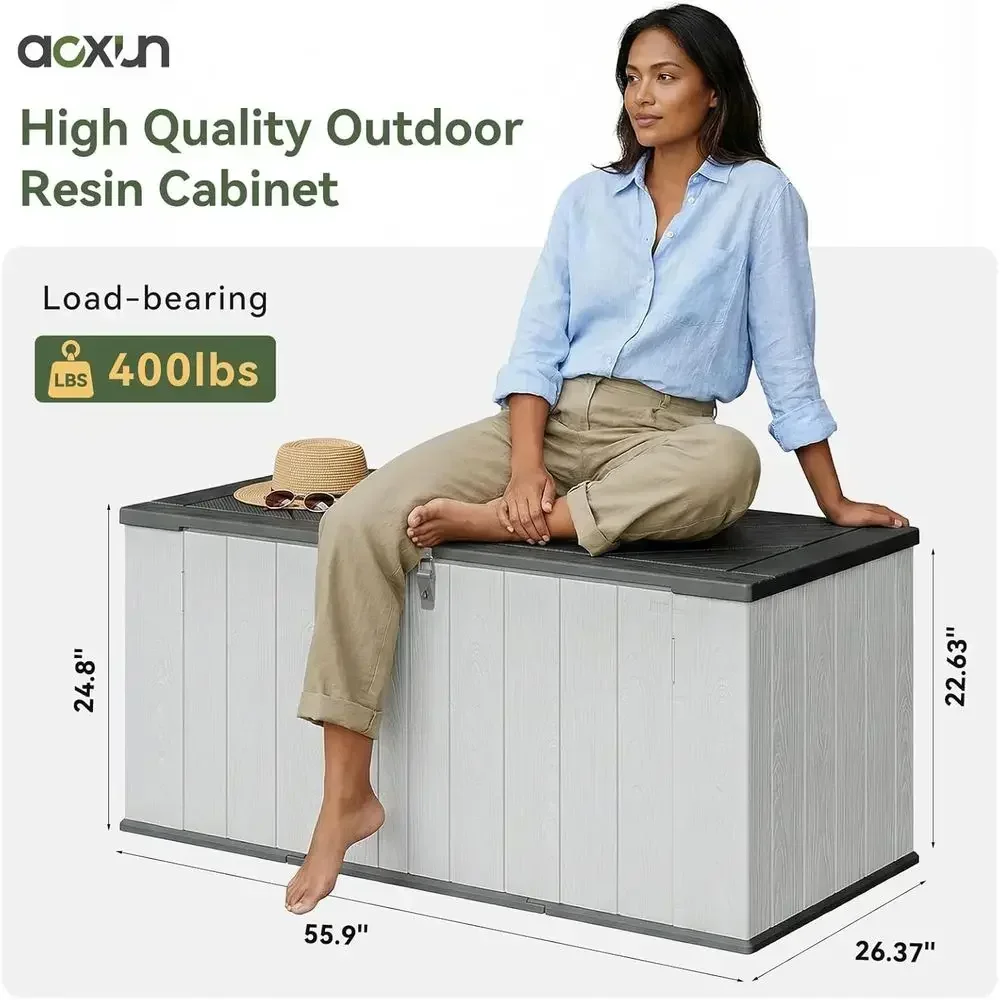 21 Cu. Ft. 160 Gallon Weatherproof Resin Deck Box - Lockable, Spring-Lid Patio Storage for Outdoor Essentials in White
