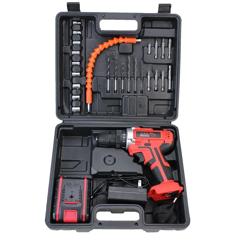 Multifunctional Electric Hand Drill Maintenance Tool Set Lithium Electric Screwdriver Toolbox Home Improvement Tool 26 Pieces