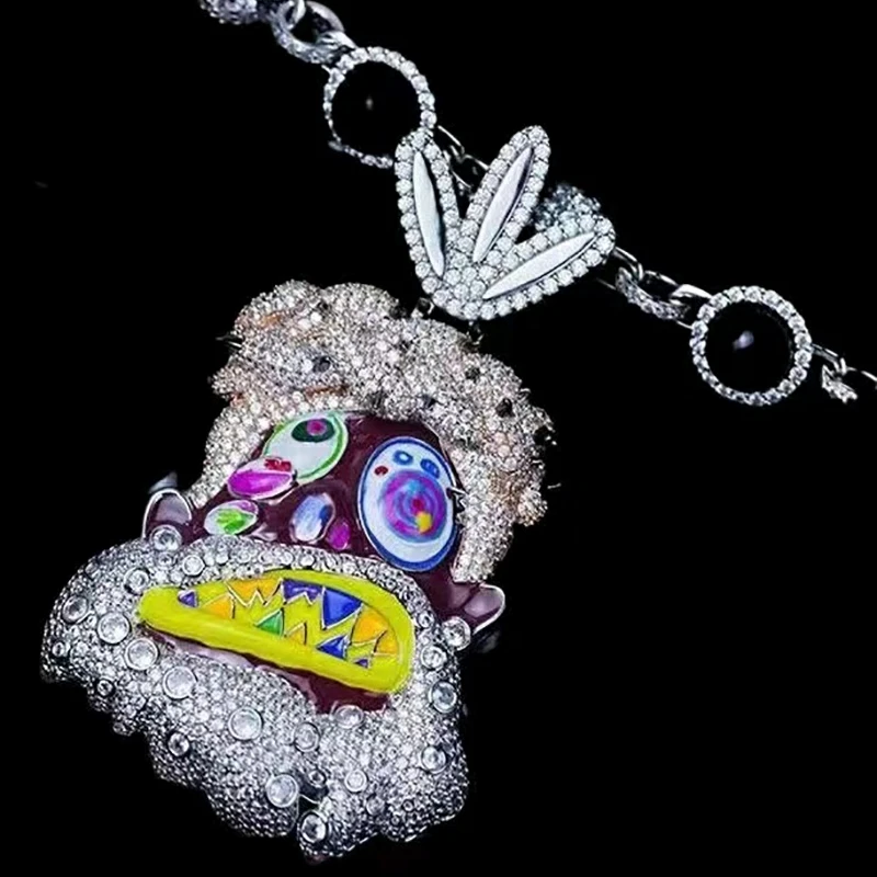 JEWE Custom Emaille Anhänger Vvs Moissanit Diamant Anhänger Voll Iced Out S925 Halskette Kette Hip Hop männer Schmuck