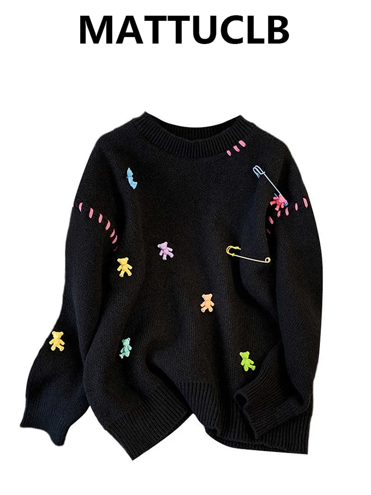 

Осень-зима 2022, женский свитер с длинным рукавом Y2k в стиле Харадзюку, приятный свитер с круглым вырезом, кавайные милые пуловеры, корейский трикотаж, эстетика 2000-х годов