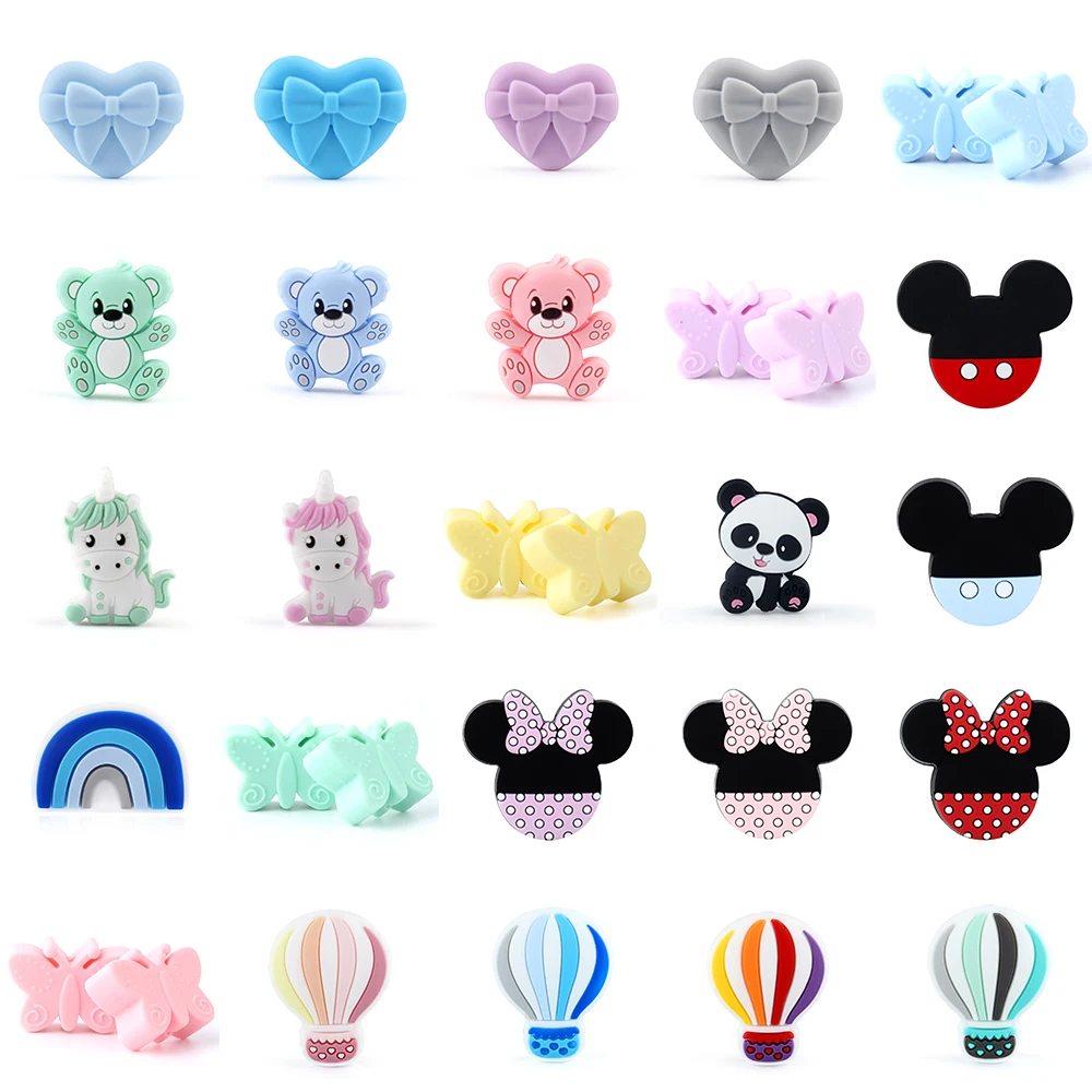 5/10pcs Silicone Beads Rainbow Bear Shape for DIY Pendant Bracelet Keychain Handmade Jewelry Accessories Making Bulk