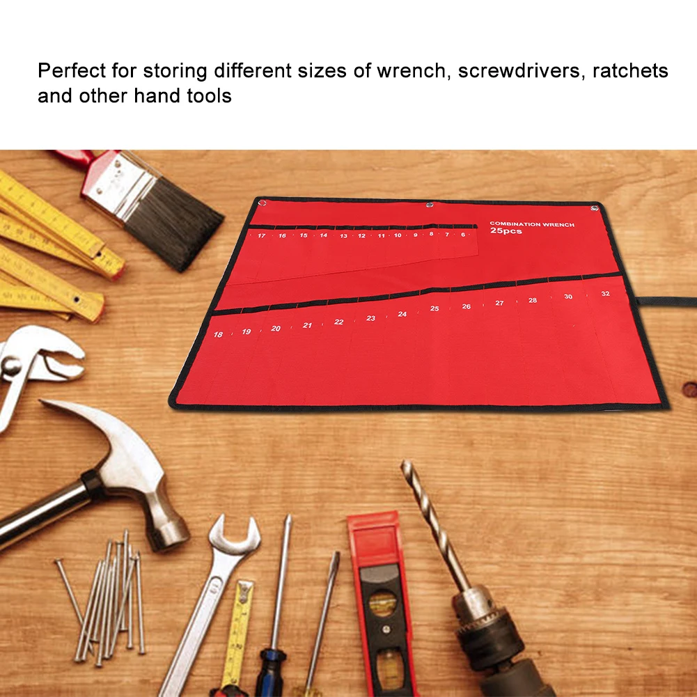 

ZK20 Multi Pocket Roll Up Tools Storage Bag Spanner Plier Wrench Holder Canvas Organizer(25 Pockets)