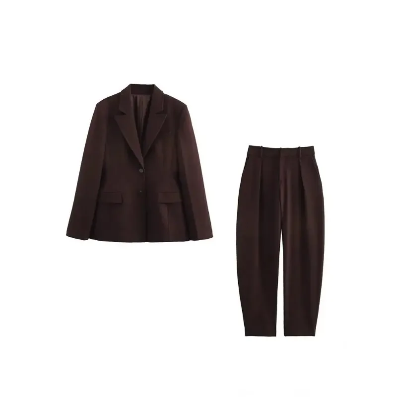 

Double placket simple and fashionable waist solid color blazer, women's suit