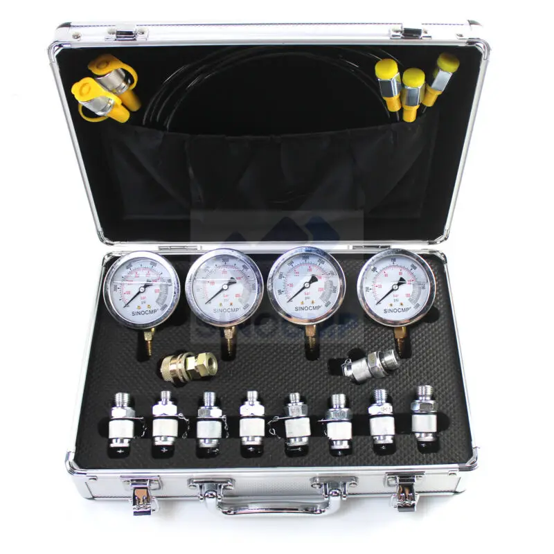 10 25 40 60MPa Hydraulic Pressure Gauge Test Kit with 4 Gauges for CASE John Deere Komatsu CAT High Quality Accessories Parts