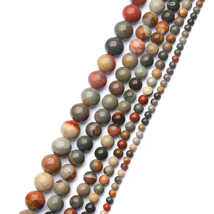 Modische natürliche Ozeanstein-Perlen, bunte runde lose Spacer-Perlen für die Schmuckherstellung, DIY-Armband, Halskette, Ohrring-Zubehör – Detail 1