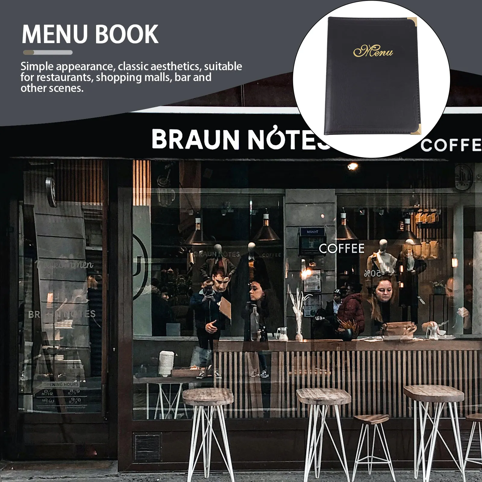 

Restaurant Display Folder Premium Durable Menu Book Slide-In Inner Page Round Corner Design For Restaurants Bars Shopping Malls