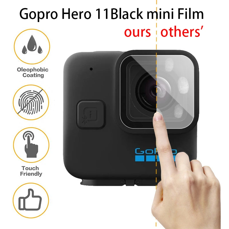 หน้าจอเคสโทรศัพท์แบบกระจกเลนส์ความโปร่งใสสูงป้องกันฟิล์ม Anti Scratch สำหรับ Gopro Hero 11ขนาดเล็กสีดำกล้อง