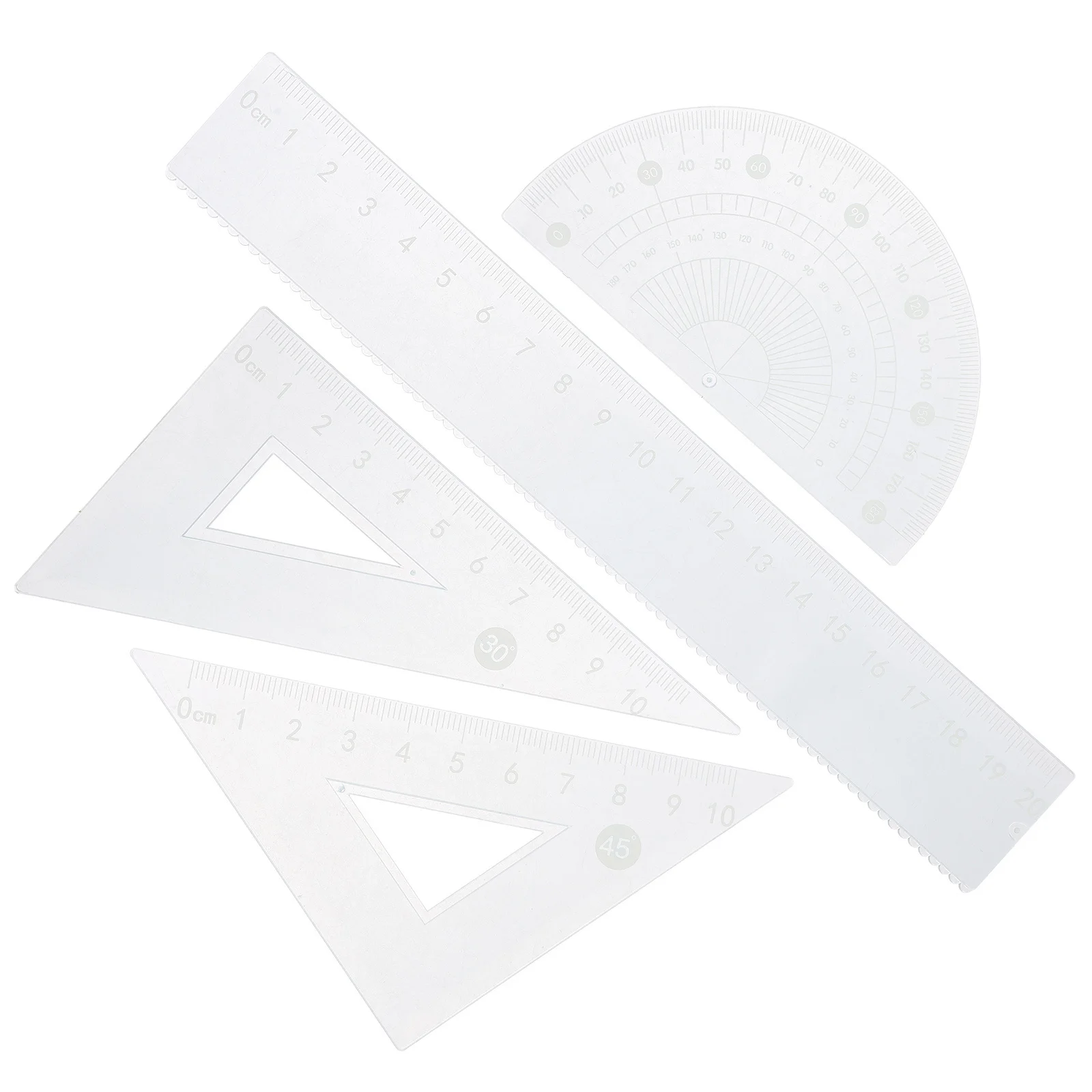 1 مجموعة من البلاستيك الشفاف مثلث حاكم المنقلة الهندسة أداة قياس مجموعة الرسم للطلاب المحترفين #4