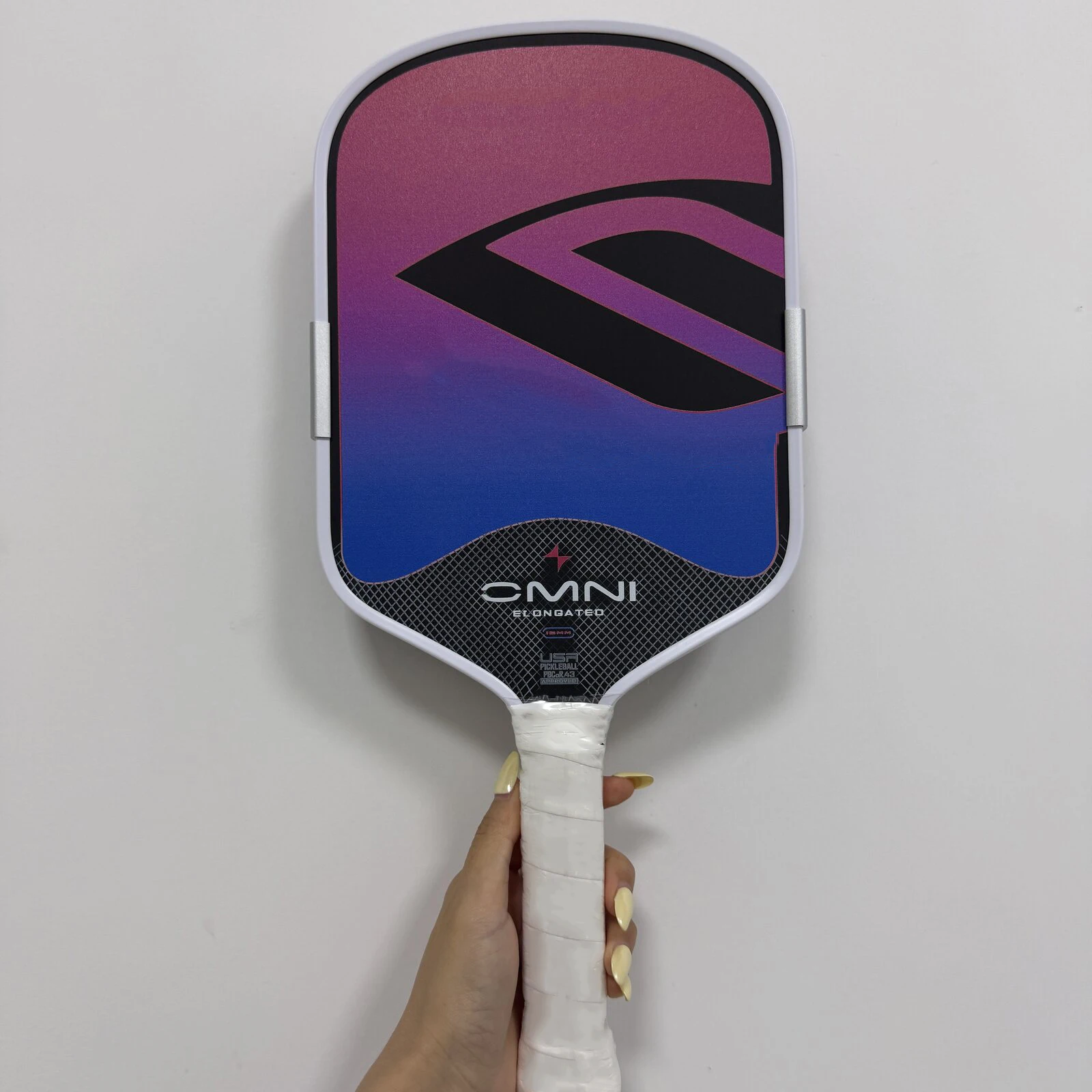 Pickleball Paddle Elongated 16mm Pink Purple Gradient Carbon Fiber Face USAPA Approved Lightweight Grip for Court Game