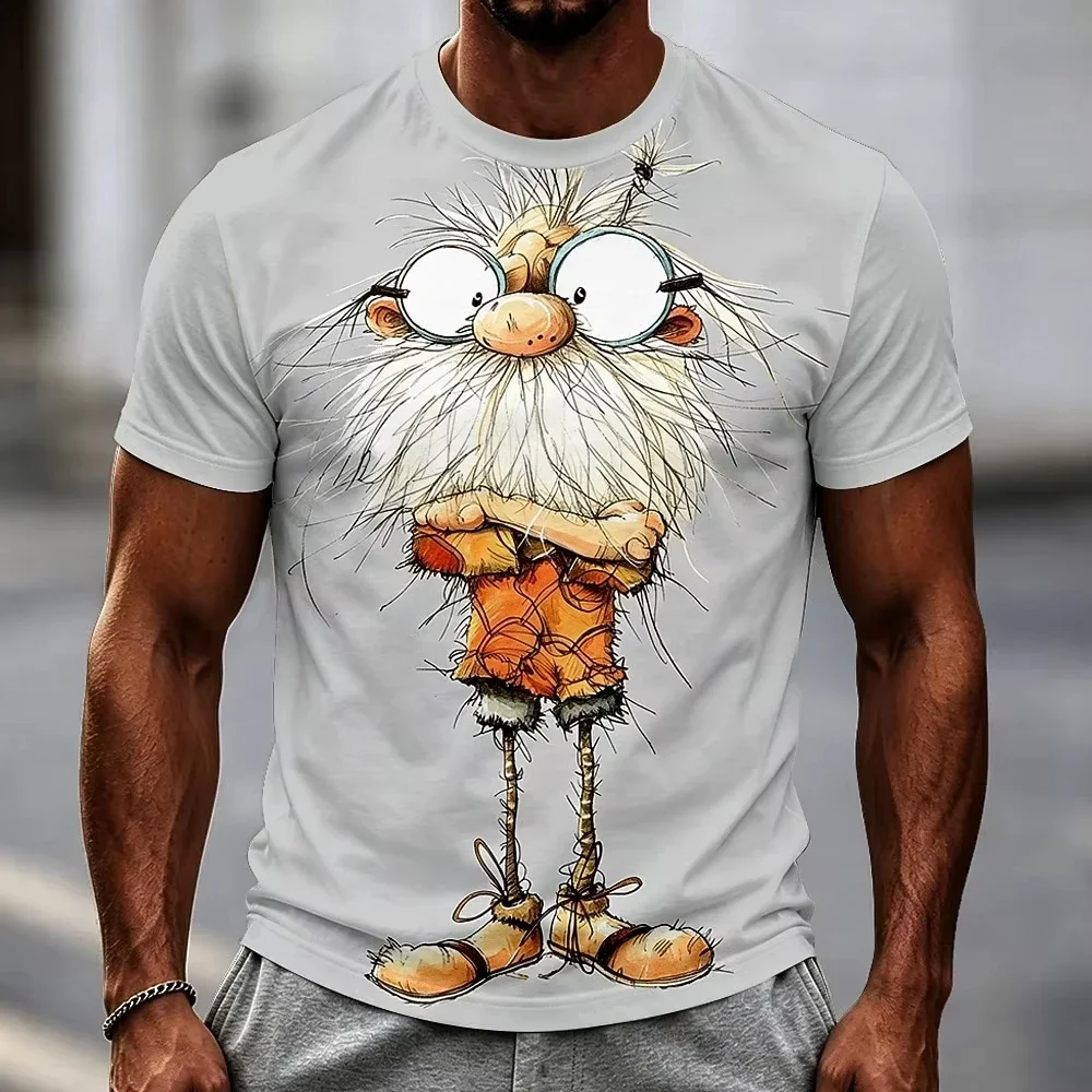 Fashion Men's Old Man T Shirt Short Sleeve T shirt 3D Print Crew Neck Shirt Exaggerated Designer Club Party T-shirts