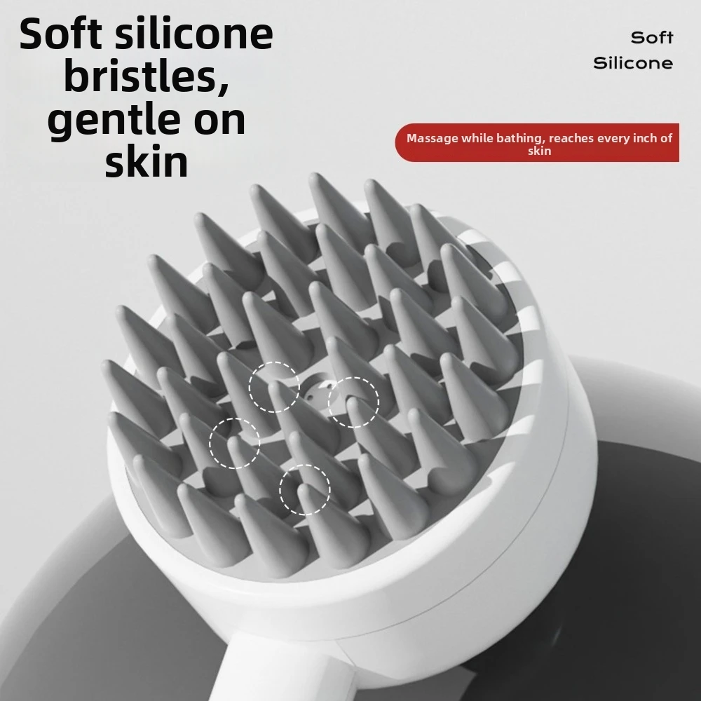 

Multi-functional Cat Bath Cleaning Brush Silicone Soft Teeth Press Type Pet Hair Brush Remover Leak-Proof