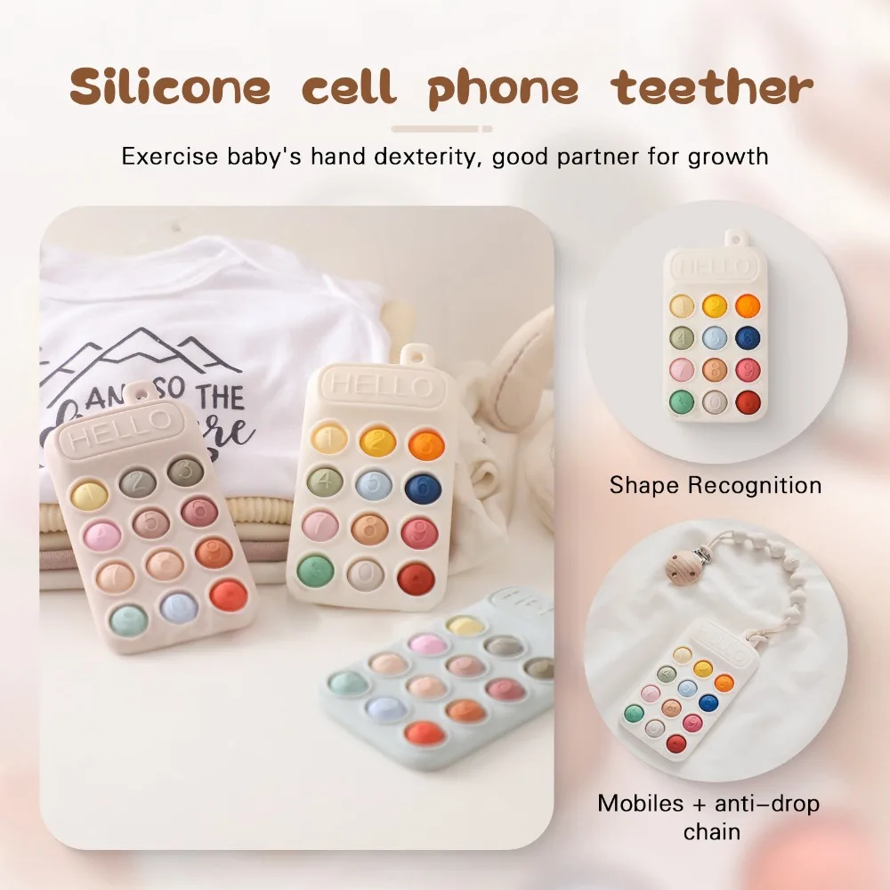 Giocattolo per massaggiagengive per bambini in stile telefono cartone animato Silicone senza BPA Massaggiagengive lenitivo per bambini Protezione delle gengive Simulazione Ciuccio per dormire